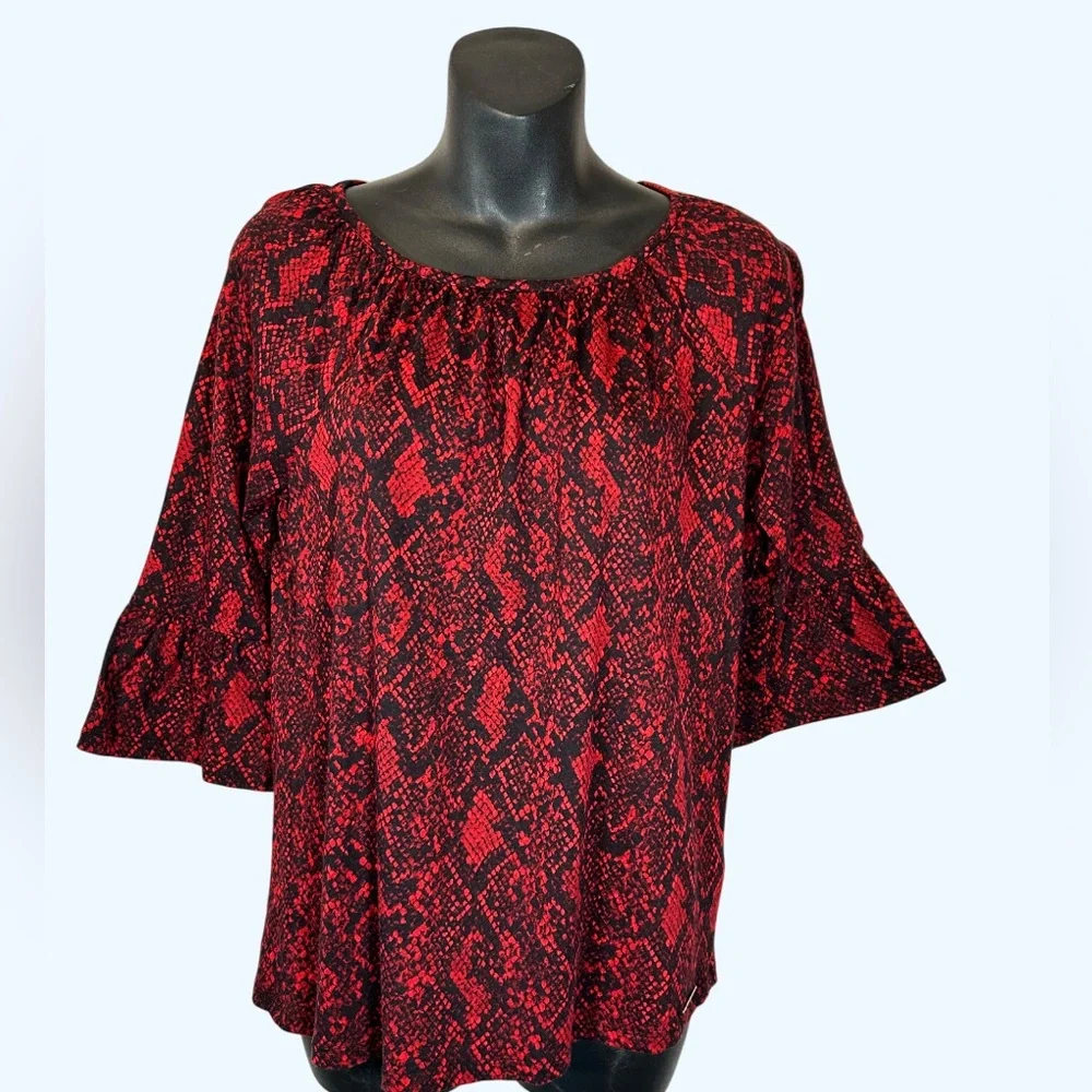 Michael Kors Red Snake Print Blouse Size XS